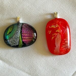Colorful Dichroic Glass Pendants Set of two NEW
